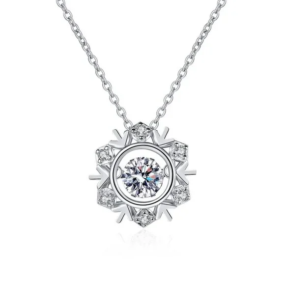 Certified 1/2ct. t.w. Diamond Moissanite Dancing Snowflake Necklace NEW - Picture 5 of 8